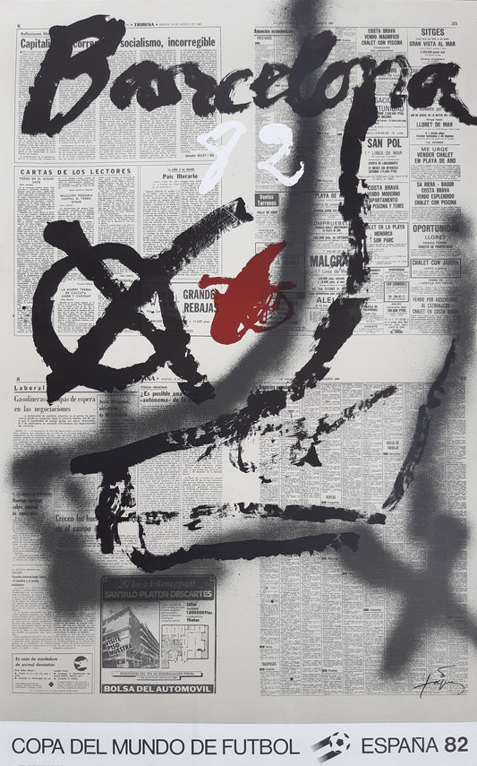 España 1982 Barcelona original art poster Tapies - 23.6"×37.2" (60×94.5cm)