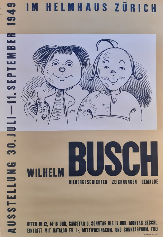 Wilhelm Busch original art exhibition poster - 27.6"×39.4" (70×100cm)