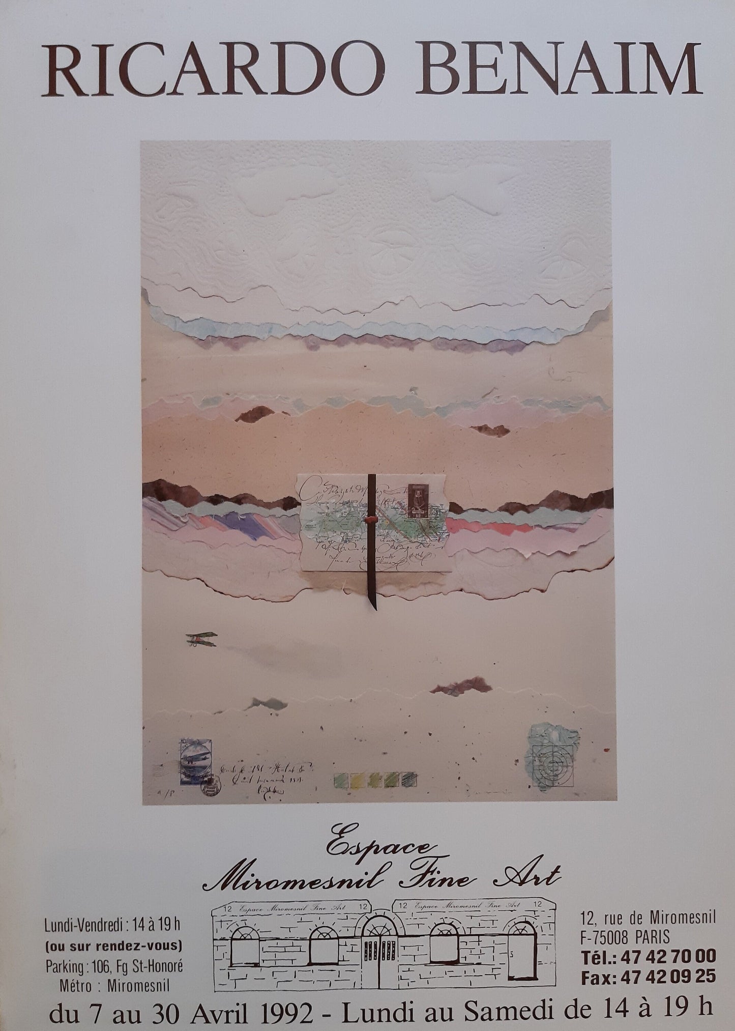 Ricardo Benaim original art exhibition poster used - 20.5"×28.3" (52×72cm)