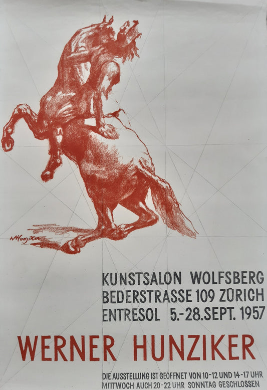 Werner Hunziker art exhibition poster used - 27.6"×39.4" (70×100cm)