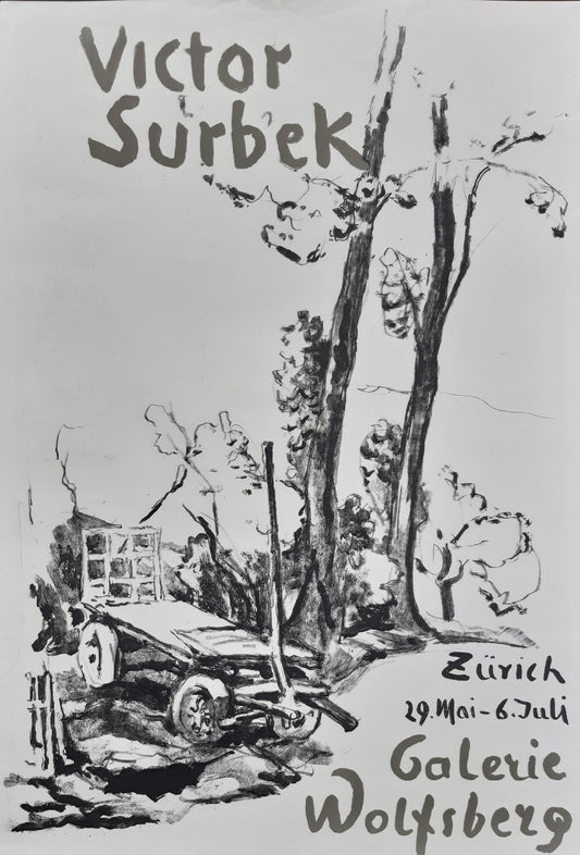 Victor Surbek art exhibition poster used - 27.6"×40.2" (70×102cm)