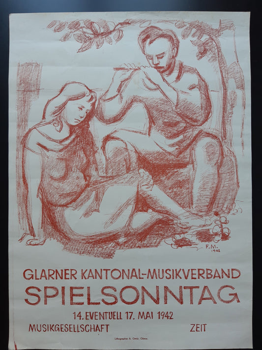 Swiss vintage culture music poster Glarus - 19.7"×27.2" (50×69cm)