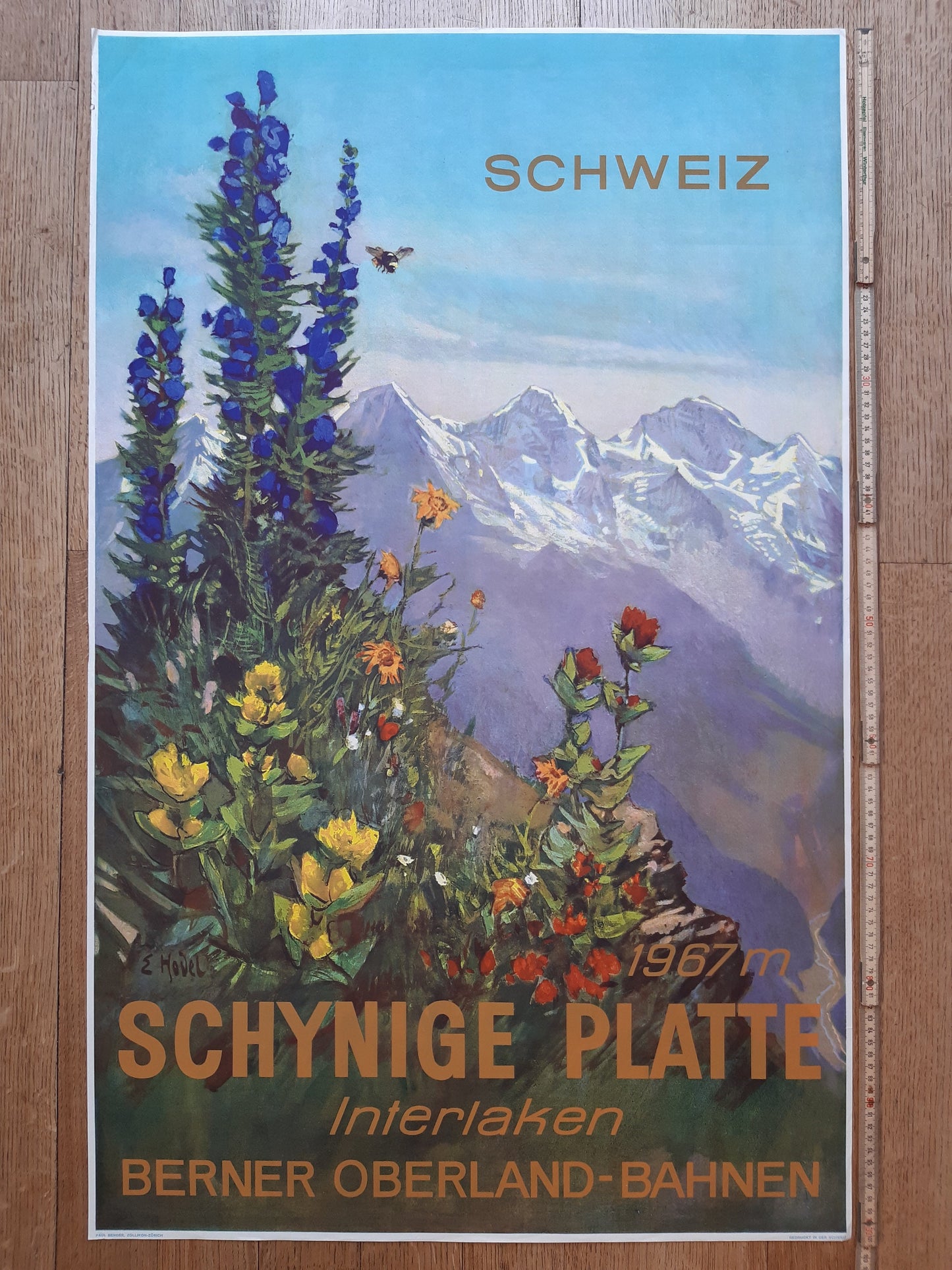 Swiss Interlaken original travel poster - 25.2"×40.2" (64×102cm)