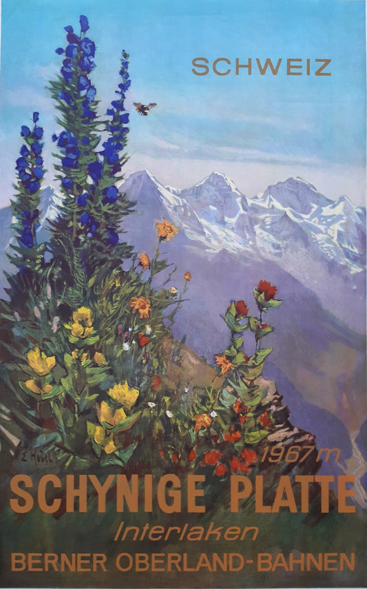 Swiss Interlaken original travel poster - 25.2"×40.2" (64×102cm)