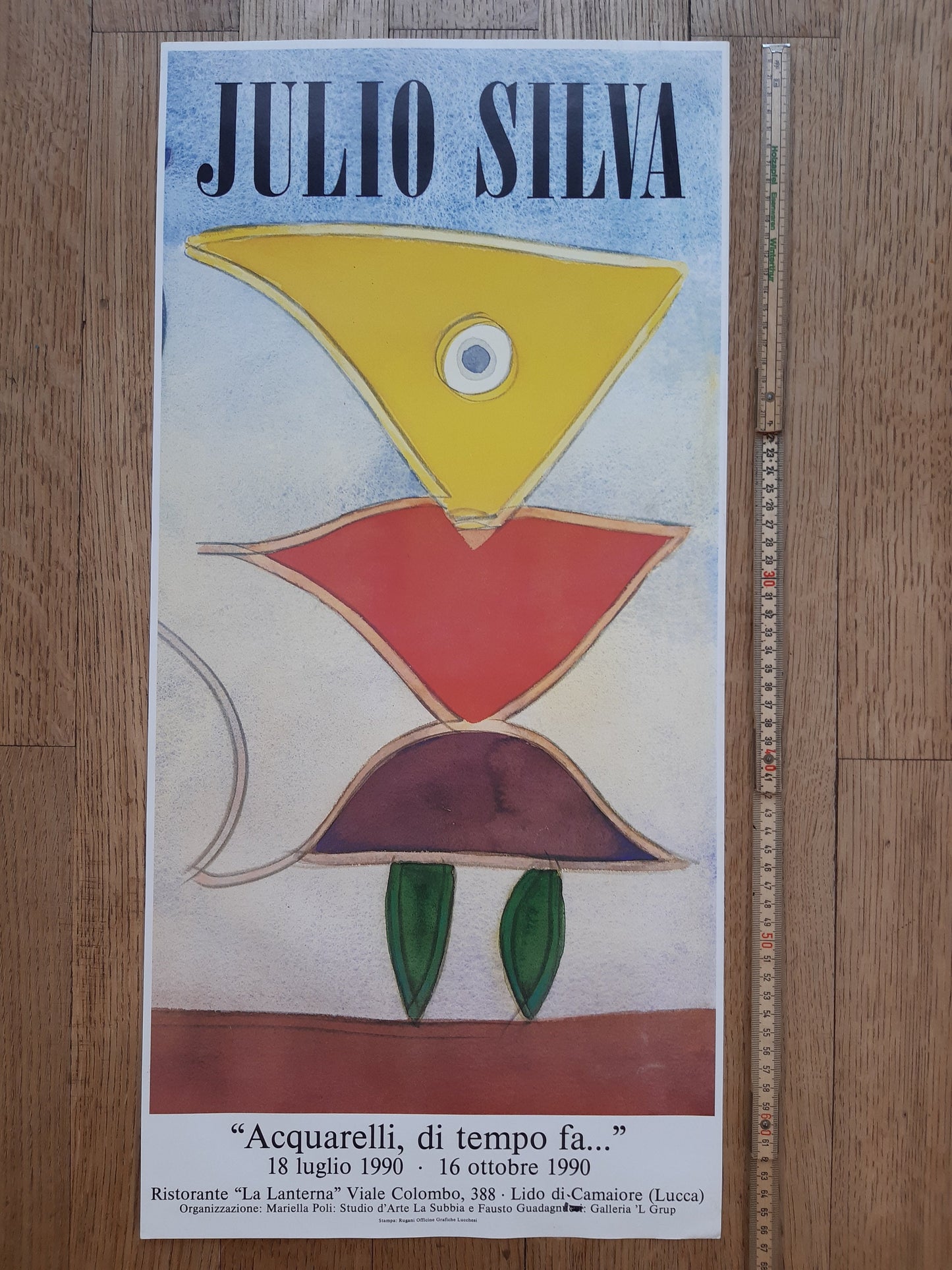 Julio Silva original art exhibition poster - 12.8"×26.4" (32.5×67cm)