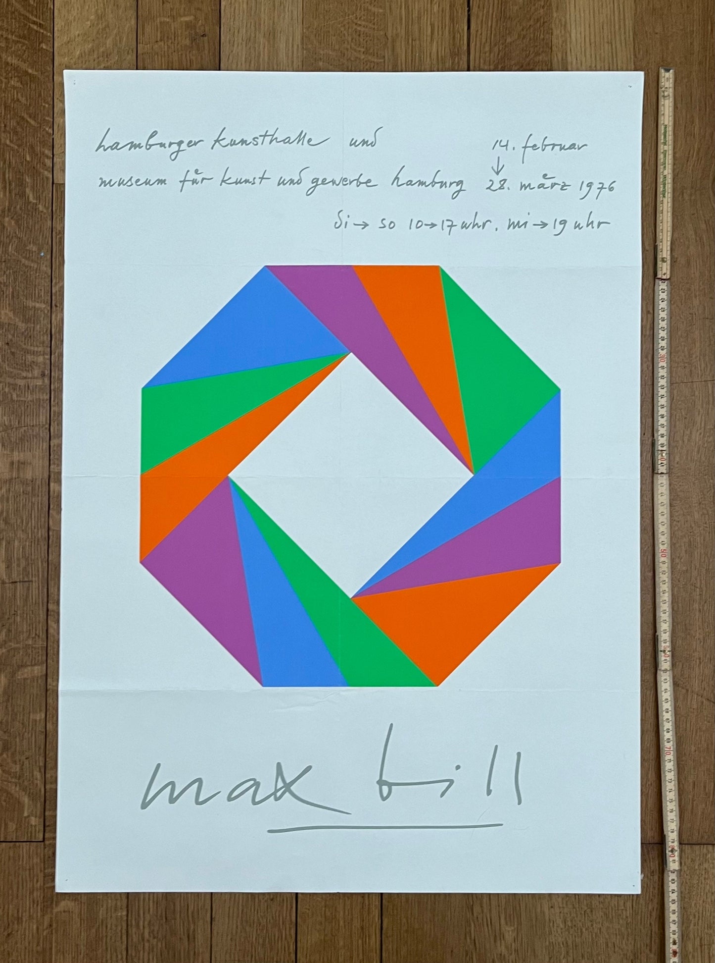 Max Bill original exhibition poster folded - 23.2"×33.1" (59×84cm)