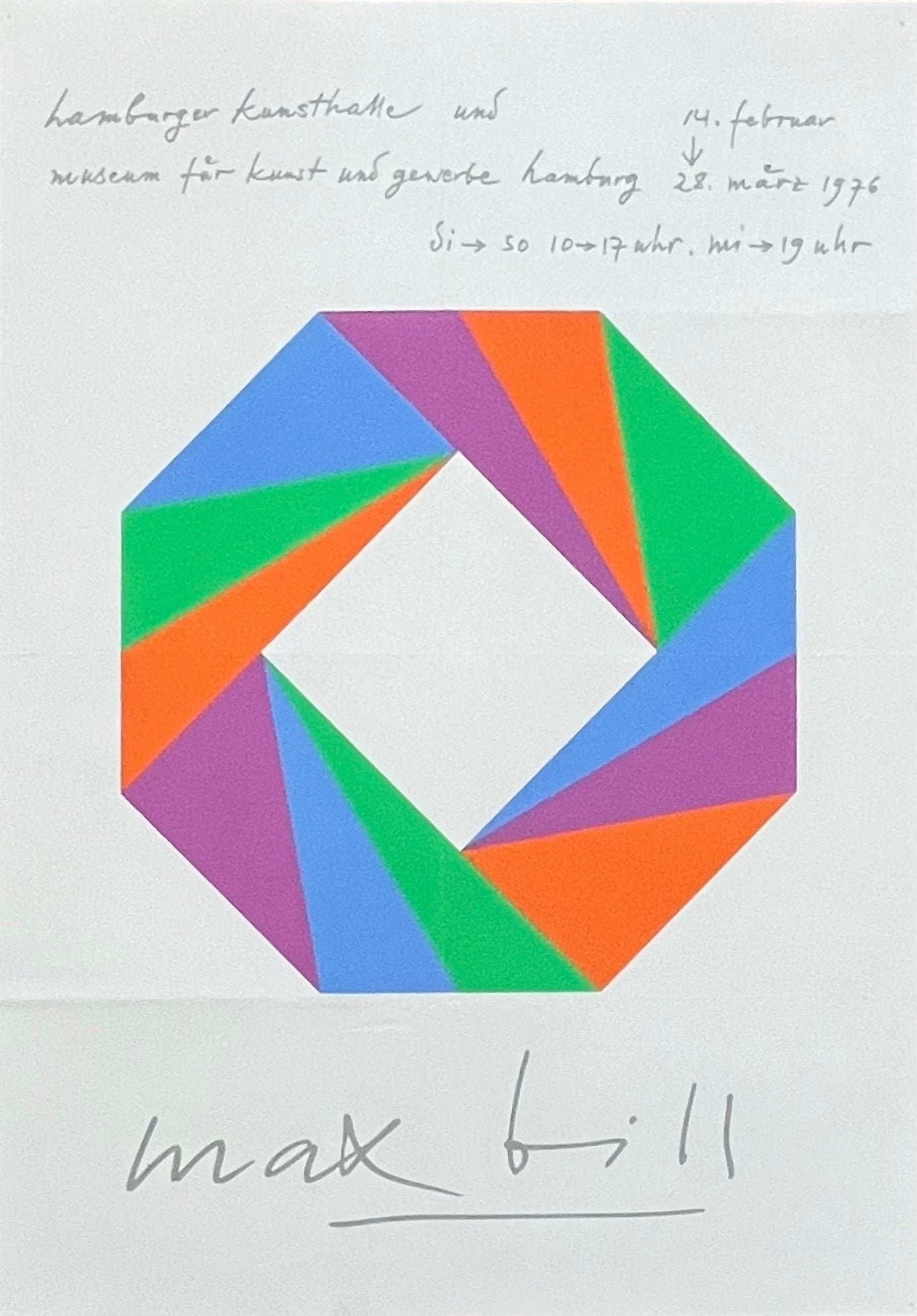 Max Bill original exhibition poster folded - 23.2"×33.1" (59×84cm)