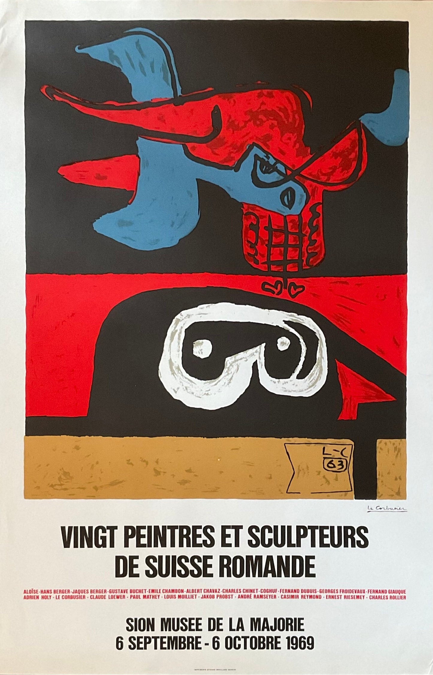 Le Corbusier original art poster - 25.6"×39.4" (65×100cm)