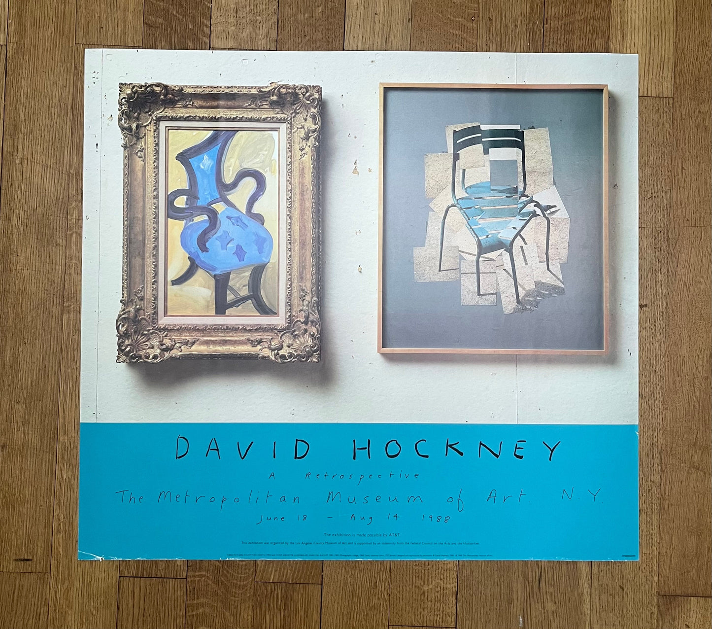 Rare David Hockney art exhibition poster used - 28.0"×25.6" (71×65cm)
