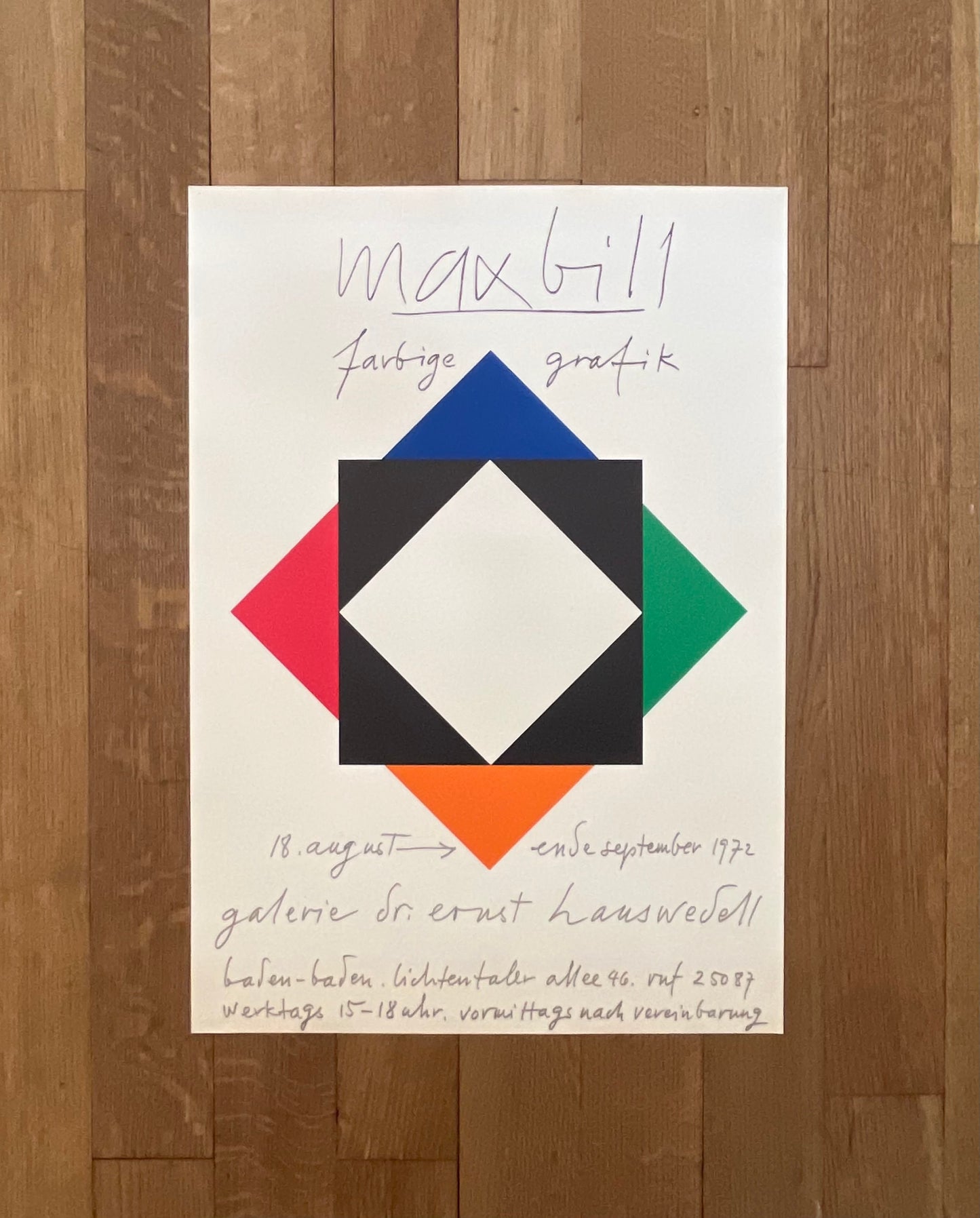 Max Bill original art poster - 16.3"×23.2" (41.5×59cm)