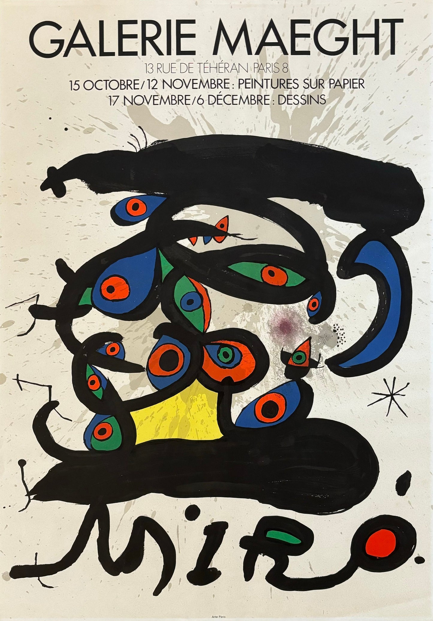 Miró original art exhibition poster - 22.2"×31.5" (56.5×80cm)