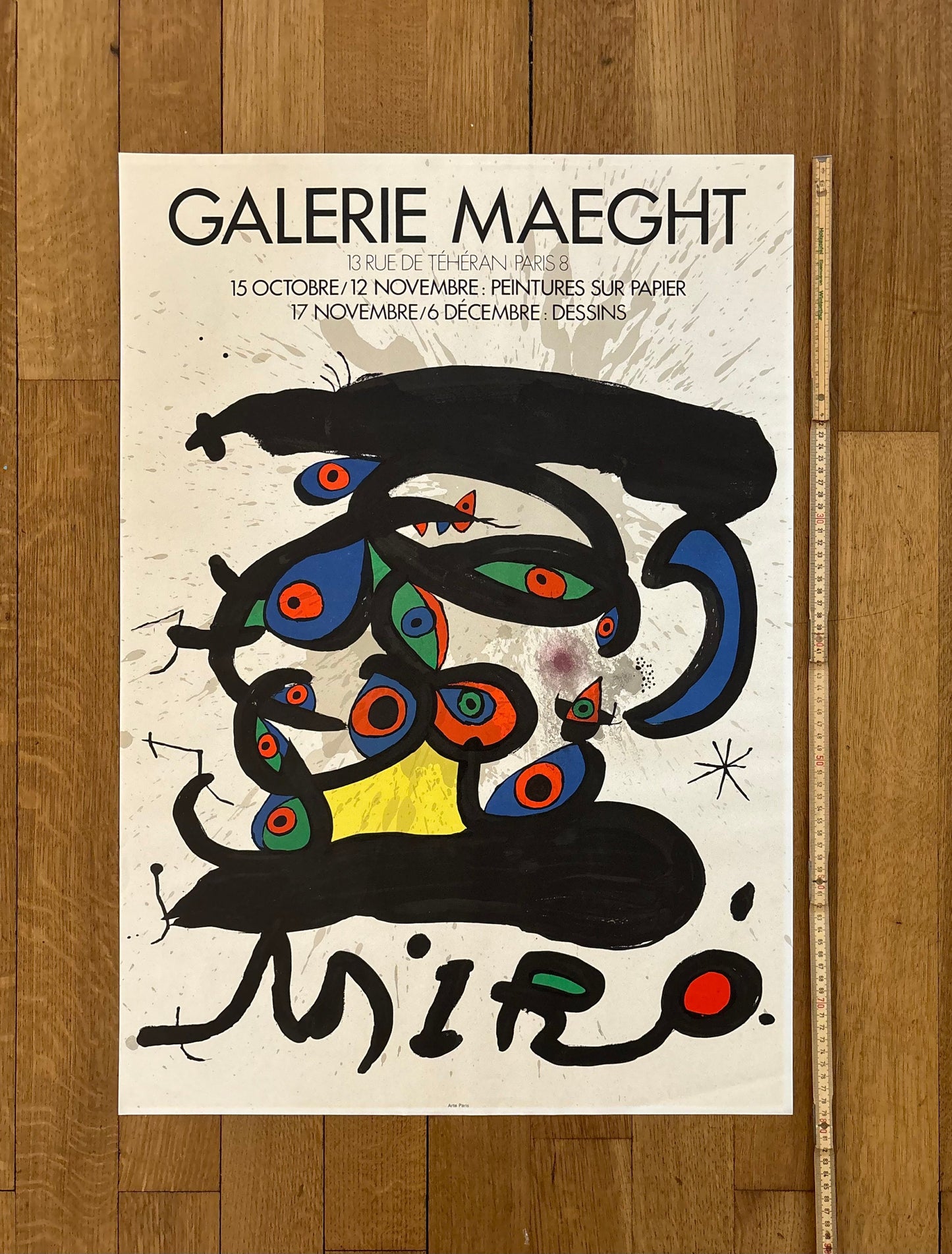 Miró original art exhibition poster - 22.2"×31.5" (56.5×80cm)